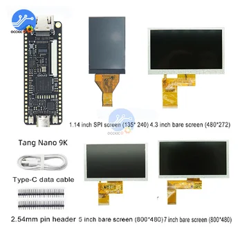 Плата разработки Tang Nano 9K FPGA GOWIN GW1NR-9 RISC-V с интерфейсом HDMI 40P RGB с 1.14/4.3/5/7 Дюймовым SPI Голым экраном