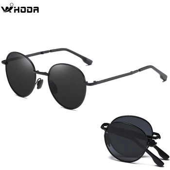 2020 Мужские Круглые солнцезащитные очки с поляризацией в сложенном виде, черное зеркало, Красочные Солнцезащитные Очки с защитой UV400, Портативные Очки S192
