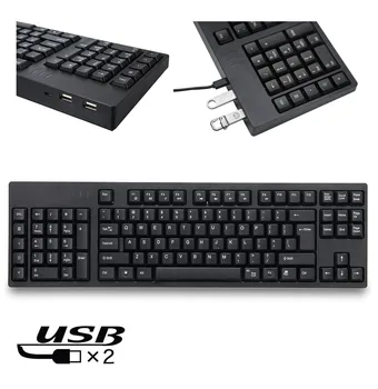 Проводная компьютерная офисная клавиатура для левой руки с 2 USB-концентраторами, полноразмерная клавиатура, эргономичная клавиатура для офисной игры, клавиатура без звука