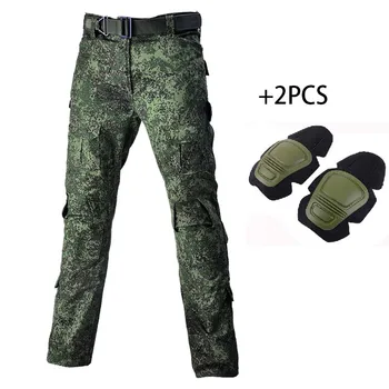 Российские Многокамерные Камуфляжные Военные тактические брюки, Армейские износостойкие походные брюки, Пейнтбольные боевые брюки + наколенники, одежда для охоты