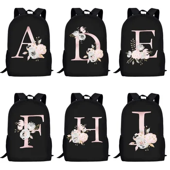Индивидуальный художественный рюкзак с буквами и цветами, сумки для книг большой емкости для девочек-подростков, женский Повседневный рюкзак для альпинизма, Студенческий женский