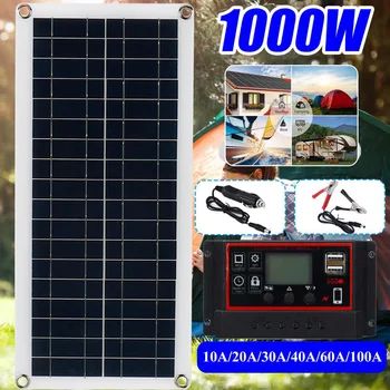 От 20 Вт-1000 Вт Солнечная Панель 12 В Солнечная Ячейка 10A-100A Контроллер Солнечные Панели для Телефона Автомобильный MP3 PAD Зарядное Устройство Наружный Аккумулятор
