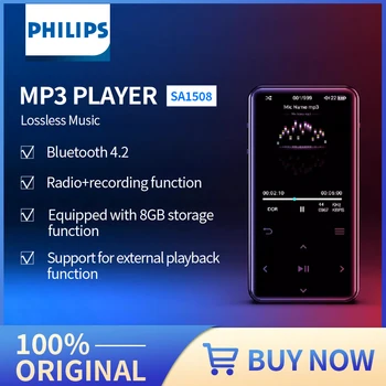 Оригинальный MP3 MP4 плеер Philips с электронной книгой Bluetooth, Сенсорная запись на экране, функция AB repeat/FM-радио, включающая музыку