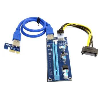 Jimier PCI-E от 1x до 16x для майнинга, усовершенствованный удлинитель, адаптер для райзера с кабелем питания USB 3.0 и 6Pin