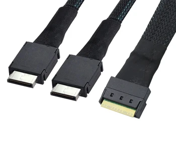 Гибкий кабель PCIE Slimline SAS SFF-8654 от 8i до 2 кабелей OCuLink 8611 4i с защитой от заедания/заглушки