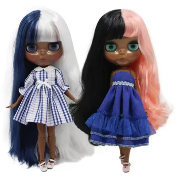 Кукла ICY DBS Blyth 1/6 bjd 30 см с сочленением тела, темной кожей, глянцевым лицом и цветными волосами для девочки, подарочная игрушка