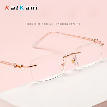 Модные квадратные очки KatKani в стиле ретро в оправе из сверхлегкого сплава, оптические очки по рецепту, женские роскошные очки без оправы 98202WK