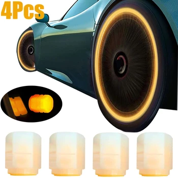 Универсальные флуоресцентные ОранжевоЖелтые крышки штока клапана шины Крышка клапана автомобильной шины Пылезащитная для Авто Мотоцикла Светится в темноте