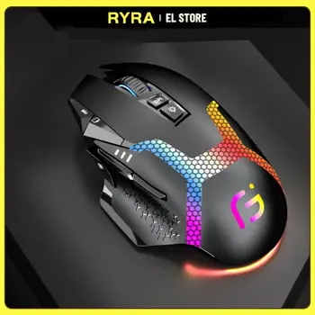 Игровая мышь RYRA RGB, настраиваемая макропрограммируемая беспроводная мышь, бесшумный щелчок, Киберспортивная Bluetooth-перезаряжаемая мышь, Геймер для ноутбука