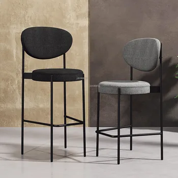 Скандинавские минималистичные железные барные стулья, Высокий табурет, современные барные стулья для отдыха, Табуретки с мягкой спинкой, Мебель для гостиной
