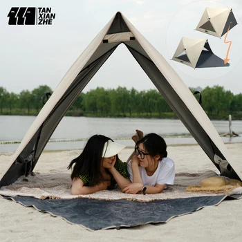 TXZ Автоматическая Пляжная палатка для кемпинга на открытом воздухе, солнцезащитный крем с черным клеем, Портативный Складной зонт, Непромокаемая палатка, Туристическое снаряжение