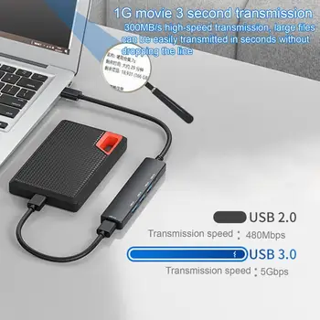 Портативный надежный мультискоростной концентратор-разветвитель USB 3.0, разветвитель расширения компьютера без драйверов, подключи и играй для ноутбука