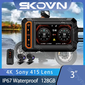 3-Дюймовая Мотоциклетная GPS-камера 4K Dashcam с Wi-Fi IP67, водонепроницаемая, с двумя объективами, Мотоциклетная, черная, коробка, Видеорегистратор ночного видения, Видеорегистратор