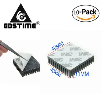 Gdstime 10 шт 4 см 40x40x11 мм Черный Экструдированный Алюминиевый радиатор Высококачественный радиатор с микросхемой IC 40 мм x 11 мм