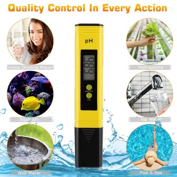 PH-метр 0,1 /0,01 PH Высокоточный Тестер качества воды с диапазоном значений PH 0-14, подходит для аквариума, плавательного бассейна, питья