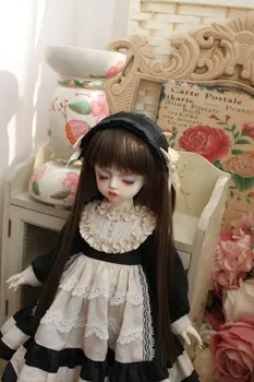 Одежда для куклы BJD подходит для 1-3 1-4 1-6 размеров модное платье черно-белое милое платье с головным убором аксессуары для куклы