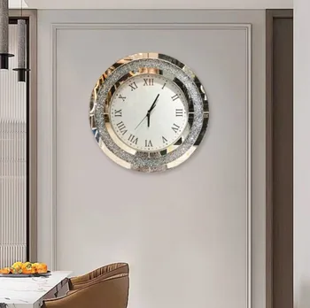 Настенные декоративные часы на крыльце, модные простые стеклянные зеркальные настенные часы, легкие роскошные американские креативные часы