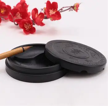 Практичный Каллиграфический Чернильный камень Tai Ji Shape Inkslab Круглый Чернильный камень с крышкой