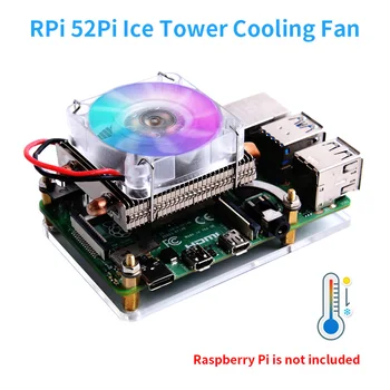 Оригинальный вентилятор охлаждения Raspberry Pi 52Pi Ice Tower, низкопрофильный кулер, 7 цветов RGB-подсветки для Raspberry Pi 4, модель B 3B +