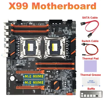 Материнская плата X99 с двойным процессорным слотом + кабель SATA + Кабель переключения + Перегородка + Термопаста + Термопластичная прокладка Поддержка материнской платы CPU 2011-V3