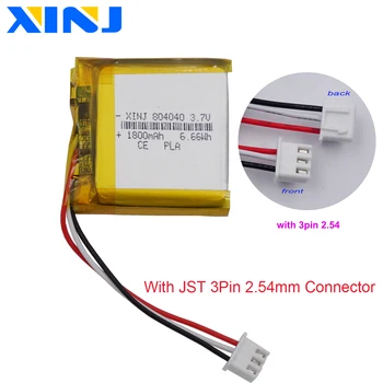 XINJ 3,7 V 1800mAh 6.66Wh JST 3Pin 2,54 мм Разъем Термистор 3 Провода Литий-Полимерная Литий-Липо Аккумуляторная Батарея 804040 Для GPS LED
