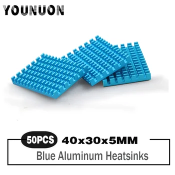 50 шт YOUNUON 40 мм 30x40x5 мм Синий Алюминиевый профиль теплоотвод микросхема IC процессор Маршрутизатор память печатная плата Электронный радиатор охлаждения
