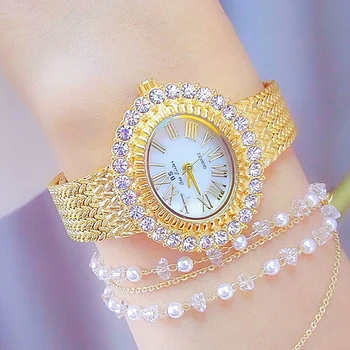 Женские часы Sdotter BS bee sister, роскошные брендовые женские часы с золотым и серебряным сетчатым поясом, водонепроницаемые женские часы со стразами Fr