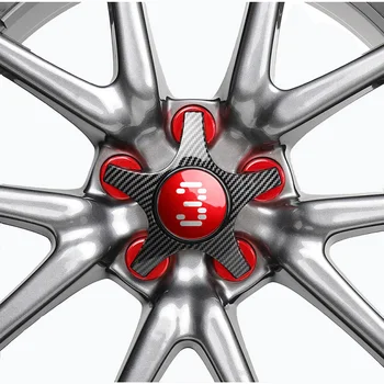 4 шт. Колпачки для колес с логотипом Tesla, Центральная гайка ступицы, Накладка на Гайку, Декоративные Колпачки для центральной ступицы колеса из углеродного волокна для Tesla Model 3