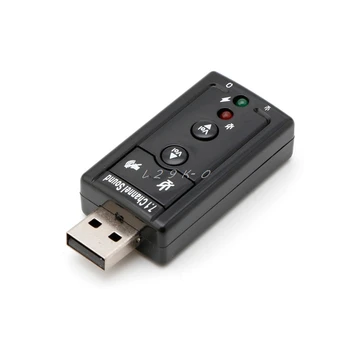 USB2.0 Внешний 7,1-канальный 3D виртуальный аудио Адаптер звуковой карты для ПК Ноутбук Черный