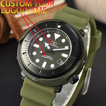 Часы NH35 46 мм, часы из нержавеющей стали, часы с логотипом на заказ, мужские водонепроницаемые часы, автоматические механические часы, Сапфировое стекло