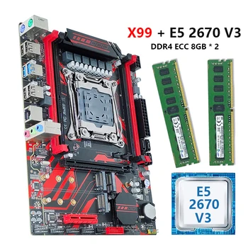 Материнская плата Xeon E5 X99 комбинированная с процессором E5 2670 V3 CPU Процессор DDR4 ECC оперативная память 16G = 2 *8G NVME M.2 X99 Комплект материнской платы