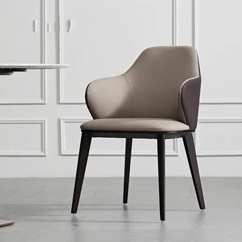 Роскошные обеденные стулья в скандинавском стиле на черных металлических ножках для гостиной, Дизайнерские кожаные стулья со спинкой, современная уличная мебель Sillas