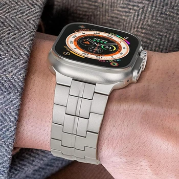 Титановый металлический ремешок для Apple Watch Band Ultra 49 мм Мужской Деловой браслет Correa 41 мм 45 мм Для iWatch Series 7 SE 8 6 5 4 44 мм