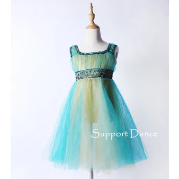 Поддержка танцев, Кружевное Балетное платье-пачка без рукавов, Детский современный костюм для взрослых C164