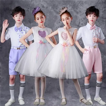 Детское представление Pengpeng, юбка из пряжи для танцев для девочек из детского сада, костюм для хора учащихся начальной школы, джаз 