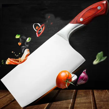 Китайский Кухонный нож 4Cr13 с высоким содержанием углерода, Кливер, Прочный Нож для Нарезки шеф-повара, Ультраострое лезвие, Цветные Ножи с деревянной ручкой