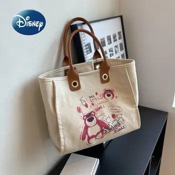 Холщовая сумка Disney с Клубничным Мишкой, Роскошная Фирменная Новинка, Женская сумка Большой Емкости, Многофункциональная Модная Женская сумка