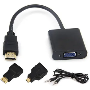 1 Комплект Встроенного 1080 P чипсета HDMI-VGA с Аудиокабелем Micro Mini HDMI-VGA Конвертер Адаптер для Xbox 360 PS3 PS4 PC DVD