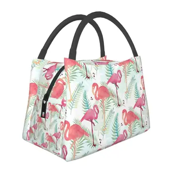 Акварельный Фламинго Плитка Сумка для ланча Теплоизоляционные сумки для ланча для женщин, мужчин, работы, школы, пикника на открытом воздухе, крутая сумка с сумкой для ланча