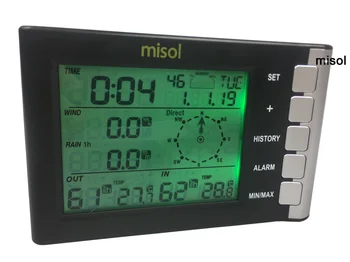 Приемник (дисплей) для профессиональной метеостанции misol (WH-5300), скорость ветра, направление ветра, температура, влажность, дождь, 433 МГц