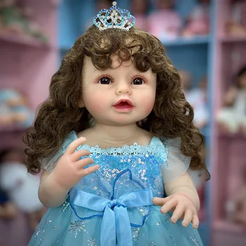 CUAIBB Полное Силиконовое Виниловое Тело Reborn Baby Doll 55 см Прекрасная Девушка Моющиеся Конечности Могут Гибко Двигаться Игрушка Для Новорожденных