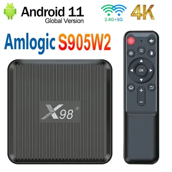X98Q Smart TV Box Amlogic S905W2 H.265 AV1 2,4 G/5G Двойной WiFi HDR 10 + 4K Android 11 Телеприставка 2 ГБ 16 ГБ Медиаплеер