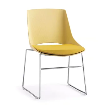 Простой обеденный стул из полипропилена с подушкой, гальваническая консольная ножка, пластиковое сиденье, офисный стул, студенческий стул, книжный стул