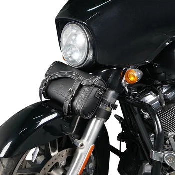 Универсальная Мотоциклетная Передняя Сумка из черной Искусственной Кожи, Водонепроницаемая Мотоциклетная Сумка для Хранения Инструментов, Седельная Сумка для Harley Honda Yamaha, Сумка через Плечо