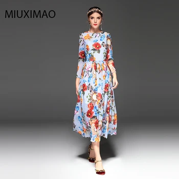 MIUXIMAO 2023 Весенне-Осеннее платье с Длинным рукавом, Модное Дизайнерское Платье для Подиума, Женское Элегантное Длинное Платье с Длинным Рукавом, Женские Платья