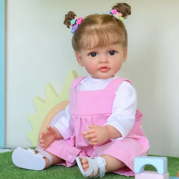 Куклы Реборн 55 см, винил для всего тела, водонепроницаемая кукла для маленьких девочек, реалистичная мягкая на ощупь 3D кожа, многослойная роспись