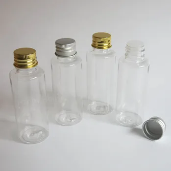 30x50 мл Многоразовых Портативных Бутылок из Прозрачного ПЭТ-пластика с алюминиевой крышкой