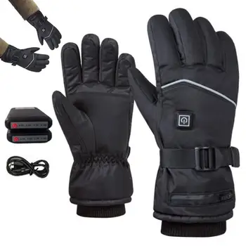 Электрические Теплые перчатки Перезаряжаемые Тепловые перчатки с подогревом от Аккумулятора 7,4 В, Водонепроницаемые перчатки с подогревом для сенсорного экрана, для пеших прогулок, катания на лыжах