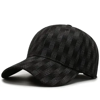 Весенне-осенняя теплая бейсболка с полной запечаткой рта, мужская молодежная клетчатая шляпа из эластичной ткани, солнцезащитная шляпа для отдыха на открытом воздухе, Бесплатная доставка