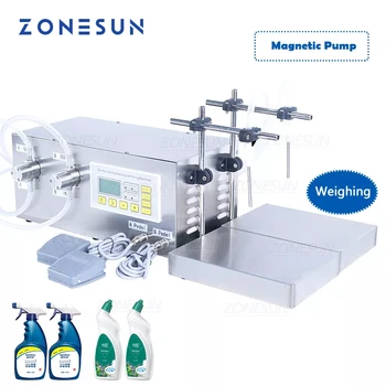 ZONESUN ZS-MP252W Полуавтоматическая машина для розлива и взвешивания Ликера, Средства для чистки унитазов, Молочных Духов, Сильнокислотного Наполнителя с двойными головками